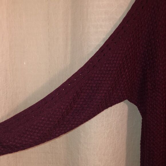 Lane Bryant 14 Burgundy Open Stitch Knit Boatneck Sweater - Picture 5 of 12